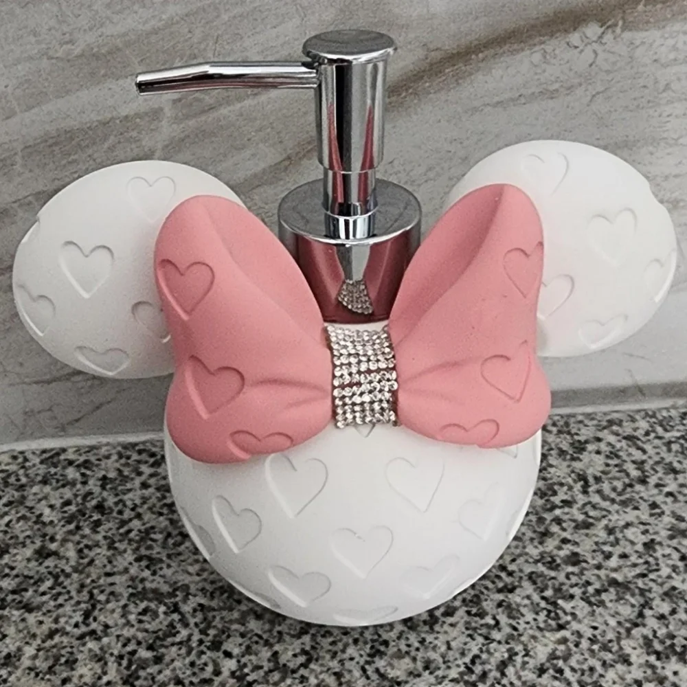 NWT Disney Minnie Mouse White Pink Rhinestone Pump Dispenser